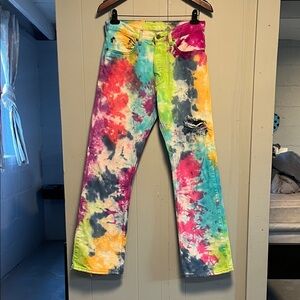 Hollister Men's Multicolor Tie-Dye vintage 5-pocket Straight Jeans 28W 30L